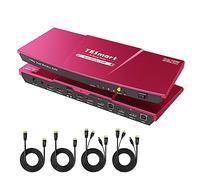 TESmart KVM Switch Monitor Dual 2 Puertos HDMI KVM Switch 2 Monitores 2 Ordenadores,UHD 4K@60Hz RGB 4:4:4,Audio Estéreo,Hotkey,Conmutación de Botón,Visión Dolby,Conmutador Monitor PC con Cables