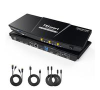 TESmart MST USB C KVM Switch 2 PC 2 Monitor,Doble Monitor 4K@60Hz Conmutador KVM Híbrido 2x2: USB C (Datos+Vídeo+60W) + HDMI+DP,LAN,USB 3.0,EDID, Micrófono,Hotkey Switch para Portátiles Mac/Win.