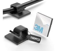 Tesmax 100 soportes para cables autoadhesivos [adhesivo 3M], clips para cables autoadhesivos, para gestión de cables, organizador de cables, fijación para cables, ganchos para cables, soporte de