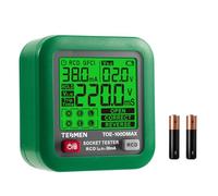 TESMEN TOE-100DMAX Comprobador de enchufes con visualización del tiempo de disparo RCD, pantalla LCD retroiluminada, medición de voltaje, función de retención de datos (enchufe UE) - Verde