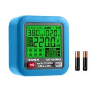 TESMEN TOE-100DMAX Comprobador de enchufes con visualización del tiempo de disparo RCD, pantalla LCD retroiluminada, medición de voltaje, función de retención de datos (enchufe UE) - Azul