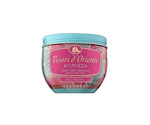 TESORI D’ORIENTE Crema corporal 'Ayurveda', 300 ml, loción corporal aromática con fruta Amla y patchouli, crema hidratante para el cuidado del cuerpo, ritual de bienestar para el cuerpo y los sentidos