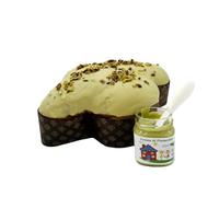 Tesori Di Sicilia Colomba Artesanal de Pistacho con Crema Tarro 200g Envuelta a Mano, Colomba con Levadura Natural y Levadura Madre 1Kg, Idea de Regalo de Pascua
