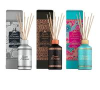 Tesori d'Oriente Ambientador Set 3 × (Hammam, Muschio Bianco, Ayurveda) - Difusor aromático de caña con varillas - Fragancia duradera para el hogar, dormitorio, baño y sala de estar Veltao