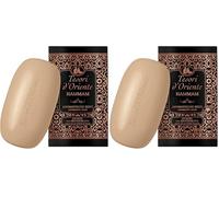 Tesori d'Oriente Jabón sólido Hammam, 125 g, jabón de manos aromático con aceite de argán y flor de azahar, jabón corporal para limpiar suavemente la piel, ritual para cuerpo y sentidos (Paquete de 2)