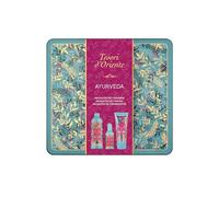 TESORI D'ORIENTE Set de regalo Ayurveda en caja de metal | Crema de ducha de 250 ml, EDT 100 ml y baño crema de 500 ml | con extracto de fruta Amla, aceite de sésamo, aloe vera y caléndula | rituales
