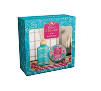 Tesori d'Oriente - Set de regalo, fragancia para habitación con palillos de 200 ml y vela perfumada pequeña de 109 g, aroma ayurvédico, caja de regalo