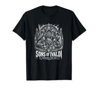 Tesoros para los Dioses Hijos del Clan nórdico Valhalli Camiseta gráfica económica, Hombre, Negro, L