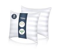 TESQ Almohada de 60 x 60 cm con 900 g de Relleno, Juego de 2 Almohadas cómodas y Transpirables, 100% Microfibra, Ideal para Dormir en el Lateral, la Espalda y el Vientre, Calidad hotelera, Lavable