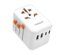 TESSAN 100W GAN Adaptador Enchufe Universal, Cargador Carga Rapida, Adaptador Universal Enchufe Viaje con USB C y USB A, Adapter de Viaje para USA Reino Unido Italia Tailandia Japón Australia
