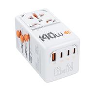 TESSAN 140W GAN Adaptador de Viaje, Cargador de Carga Rápida, Adapter Universal Enchufe Viaje con 1 USB A, 3 USB C, Adapter Enchufe Universal pour UK, USA, Australia Tailandia