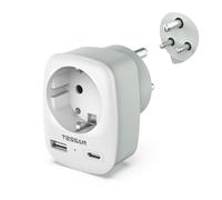 TESSAN 3 en 1 Adaptador de Viaje Indien con 1 USB C y 1USB A, Adapter Tipo D, Adaptador Enchufe India, Adaptor für Indien, Adapter für Indien, Adapter für Sri Lanka, Nepal