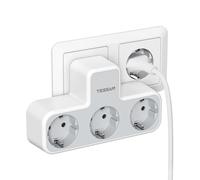 TESSAN 3 en 1 Ladron Enchufe Plano, Enchufe Múltiple de 3600W con 3 Tomas de Corriente, Triple Cargador Multiple, Regletas Pared sin Cable para Casa, Oficina, Cocina, Salón