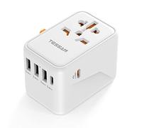 TESSAN 45W PD Adaptador Enchufe Universal Carga Rápida, Enchufe Universal Viaje, Adaptador de Viaje con 3 USB A y 2 USB C, Adapter Internacional para Americano UK Australia