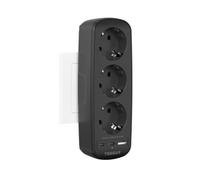 TESSAN 6 en 1 Ladron Enchufes Plano con USB C, 6 en 1 Enchufe Multiples | Ladrón Enchufe con 3 Tomas Schuko y 3 USB, Ladrones para Enchufes 16A 3600W, Regleta Pared para Hogar, Oficina, Negro
