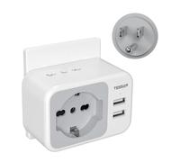 TESSAN Adaptador de Enchufe Americano con USB C,Tipo B | Presa USA Italia, adaptador americano con 2 Tomas IT, 1 Schuko para Italia, Japón, Canadá, México, Tailandia