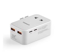 TESSAN - Adaptador de enchufe universal PD de 25 W, adaptador de viaje universal con 2 USB C y 2 USB A, compatible con enchufes alemanes, americanos e ingleses