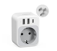 TESSAN Adaptador Enchufe Americano, 4 en 1 Adaptador Enchufe USA con USB C