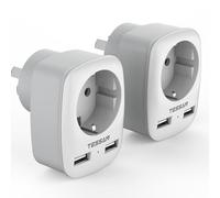 TESSAN Adaptador Enchufe Australia Argentina, 2X Adaptador Enchufe Europa a Australia, Adapter España Argentina, Nueva Zelanda, China, Tipo I