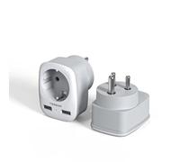 TESSAN Adaptador Enchufe India 2 Pack, Adaptador India con 2 USB A | 3 en 1 Adapter Corriente 2500W para la India, Enchufe Tipo D y USB para Sri Lanka, Nepal