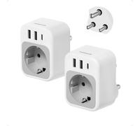 TESSAN Adaptador Enchufe Sudafrica, Adaptador Sudafrica 2 Piezas con USB C, Enchufe USB Tipo M de 2500 W para Namibia, Botsuana, India, Nepal, Mozambique, Sri Lanka, Suazilandia Tipo M