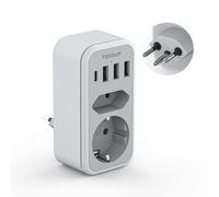 TESSAN Adaptador Enchufe Suiza, 1 USB C y 3 USB A, 2500W