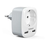 TESSAN Adaptador Enchufe Suiza Tipo J con 2 USB