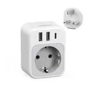 TESSAN Adaptador Enchufe UK, 4 en 1 Adaptador Enchufe Ingles con USB C y 2 USB A, 3250W Adapter Español a Ingles, Adapter Tipo G para Irlanda Malta Malasia Vietnam Chipre