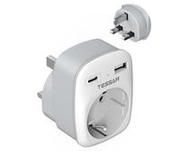 TESSAN Adaptador Enchufe UK, Adaptador Enchufe Ingles a Español con 2 USB, Adapter EU to Irlanda para Reino Unido Irlanda Inglaterra Escocia Britanico Maldivas, Tipo G