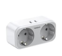 TESSAN Adaptador Enchufe UK, Adaptador Español a Ingles con 2 Schuko y 2 USB A, Adapter Enchufe Ingles, Adapter Tipo G para Irlanda Malta Malasia Vietnam Londres