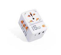 TESSAN Adaptador Enchufe Universal con 2 USB A y 1 USB C,Blanco