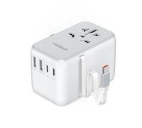 TESSAN Adaptador Enchufe Universal con retráctil Cable USB C PD 35 W, Enchufe Universal Viaje con 4 USB y 1 CA, Adaptador Ingles a Español para USA Japón Suiza Irlanda Tailandia China Canadá