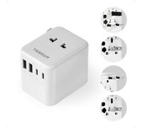 TESSAN Adaptador Enchufe Universal, Enchufe Universal con 2 USB A y 2 USB C | Adaptador Universal Enchufe Viaje, Adaptador de Viaje para Inglaterra, EE. UU., Japón, Tailandia y Australia