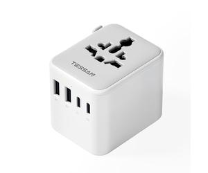 TESSAN Adaptador Enchufe Universal, Enchufe Universal con 2 USB A y 2 USB C, Adaptador Universal Enchufe Viaje, Adaptador de Viaje para Inglaterra, EE. UU., Japón, Tailandia y Australia