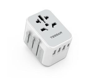 TESSAN Adaptador Enchufe Universal, Internacional Adaptador de Viaje con 3 USB A y 1 USB C, Enchufe Viaje para EU, Reino Unido, Americano, Canadá, Australia