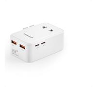 TESSAN Adaptador Enchufe Universal PD 25W, Adaptador Universal Enchufe Viaje con 2 USB C y 2 USB A, Travel Adapter para Uso en Europeo, UK, Americano, Japón, Australia, Canadá, México y China, Blanco