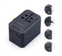 TESSAN Adaptador Enchufe Universal Viaje con 5 USB, Cargador USB C Carga Rapida 65W GAN, Adaptador de Viaje para USA UK Japón China Irlanda Tailandia Australia Brasil México Suiza Argentina