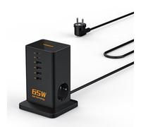 TESSAN Cargador USB C, PD 65W GAN Cargador, USB Estacion de Carga con 6 Puertos y 2 Enchufes, Estación de Carga con Cable de 2M para teléfono y Pad, Portátil Adaptador para Oficina