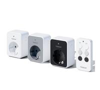 TESSAN Enchufe con Mando a Distancia, 3+1 Juego de Regletas Enchufes, 3600W Kit de Interruptor Remoto Inalámbrico, Rango de operación 30,5M, Blanco Gris Negro