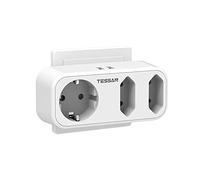 TESSAN Enchufe USB Pared con 3 Tomas, 5 en 1 Ladron Enchufes USB para Oficina, hogar, Dormitorio, Adaptador Multiples Pared, Blanco