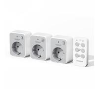 TESSAN Kit de Enchufe con Mando a Distancia | 3 Enchufe Programable con 1 Mando a Distancia, Alcance de 30,5M, para Adornos, Electrodomésticos y Lámparas, 3600 W, Gris