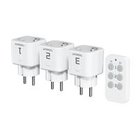 TESSAN Kit de Enchufes Inalámbricos, 3 Enchufe con 1 Mando a Distancia, Rango de Operación 30,5M para Adornos Navideños, Eelectrodomésticos y Lámparas, 2300 W, Blanco