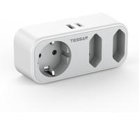 TESSAN Ladron Enchufes, 5 en 1 Enchufe Multiple con 1 USB C y 1 USB A,Gris | 3 Tomas CA Regleta Pared 3600W Máx, Cargador USB C para Dispositivos Móviles y Portátiles