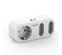 TESSAN Ladron Enchufes, 5 en 1 Enchufe Multiple con 1 USB C y USB A, 3600W Multiple Pared para Phone y Electrodomésticos, Gris