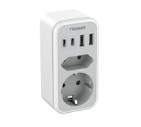 TESSAN Ladron Enchufes, 6 en 1 Enchufe Multiple con 2 USB C y 2 USB A, 3600W Ladronespara Phone y Electrodomésticos