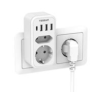 TESSAN Ladrón Enchufes con 1 USB C y 3 USB A | Enchufe 1 Socket y 1 Eurosteckdose, Blanco