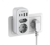 TESSAN Ladrón Enchufes con 2 USB C y 2 USB A | 6 en 1 Enchufe Múltiple, 3600W, Para Phone y Electrodomésticos
