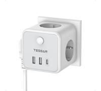 TESSAN Ladron Enchufes con USB C, 6 en 1 Cubo Cargador Ladrón Enchufes