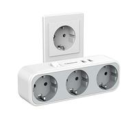 TESSAN Ladron Enchufes USB, 5 en 1 Enchufe Múltiple con 3 Tomas de Corriente, Triple Cargador Multiple Compatible con Phone, Multiplicador Regletas para Hogar Gris