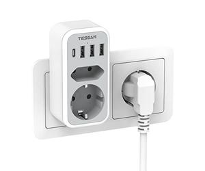 TESSAN Ladron Enchufes USB con 1 Puerto Tipo C, Enchufe Multiple Charger, Cargador USB C Multiple Pared Vertical